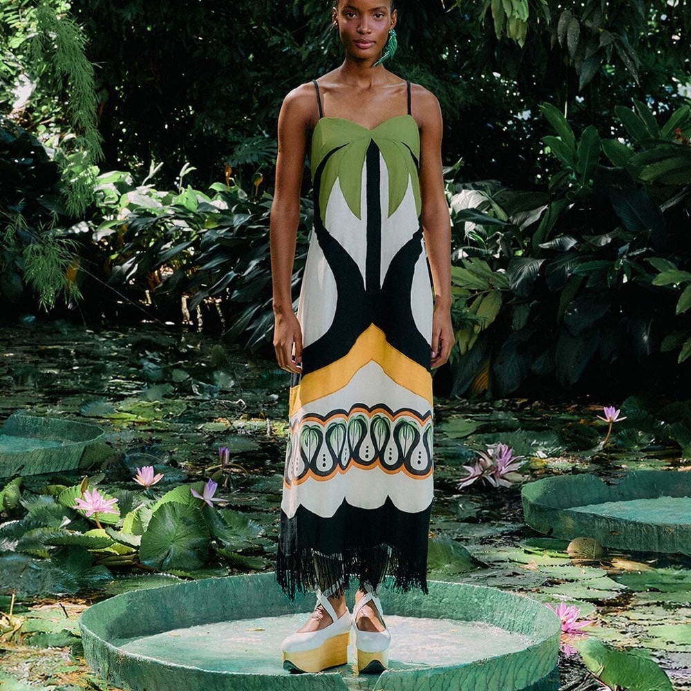 Farm Rio Off-White Coconut Tree Flow Dress